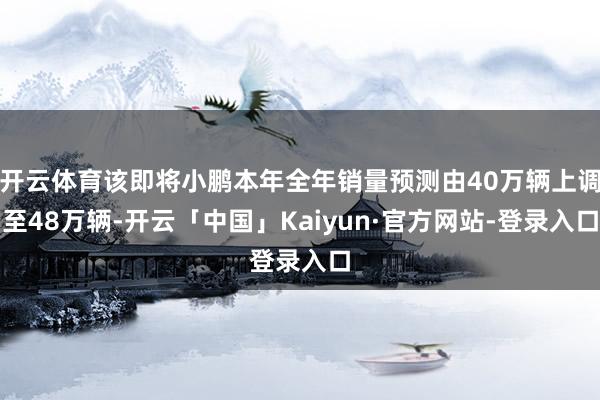 开云体育该即将小鹏本年全年销量预测由40万辆上调至48万辆-开云「中国」Kaiyun·官方网站-登录入口