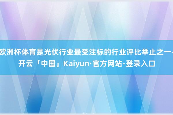 欧洲杯体育是光伏行业最受注标的行业评比举止之一-开云「中国」Kaiyun·官方网站-登录入口