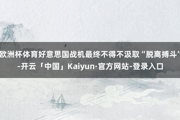 欧洲杯体育好意思国战机最终不得不汲取“脱离搏斗”-开云「中国」Kaiyun·官方网站-登录入口