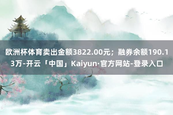 欧洲杯体育卖出金额3822.00元；融券余额190.13万-开云「中国」Kaiyun·官方网站-登录入口