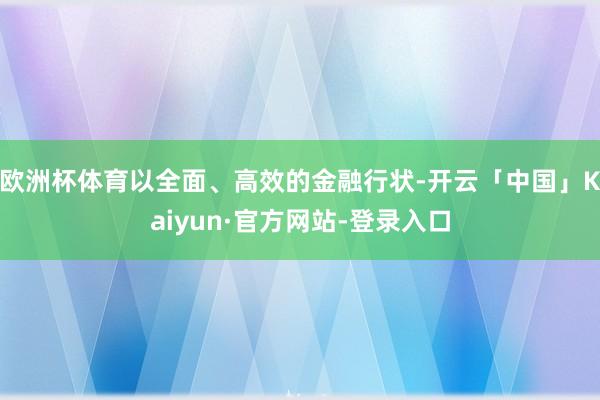 欧洲杯体育以全面、高效的金融行状-开云「中国」Kaiyun·官方网站-登录入口